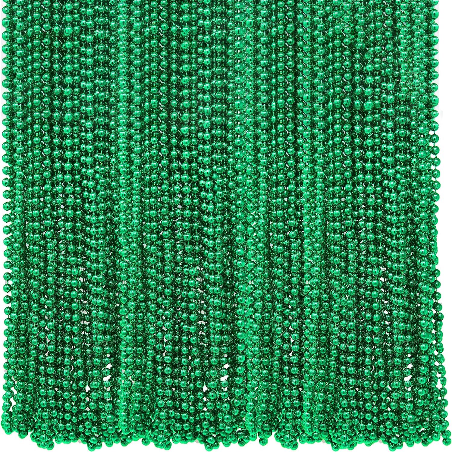 Photo 1 of 4E's Novelty St Patricks Day Beads Necklace Bulk (Pack of 72) Green Beads - Saint Pattys Gifts, 33 Inch 7mm Party Favor Supply, St Patricks Day Outfit Costume Dress UP Accessories Bulk Parade Throws