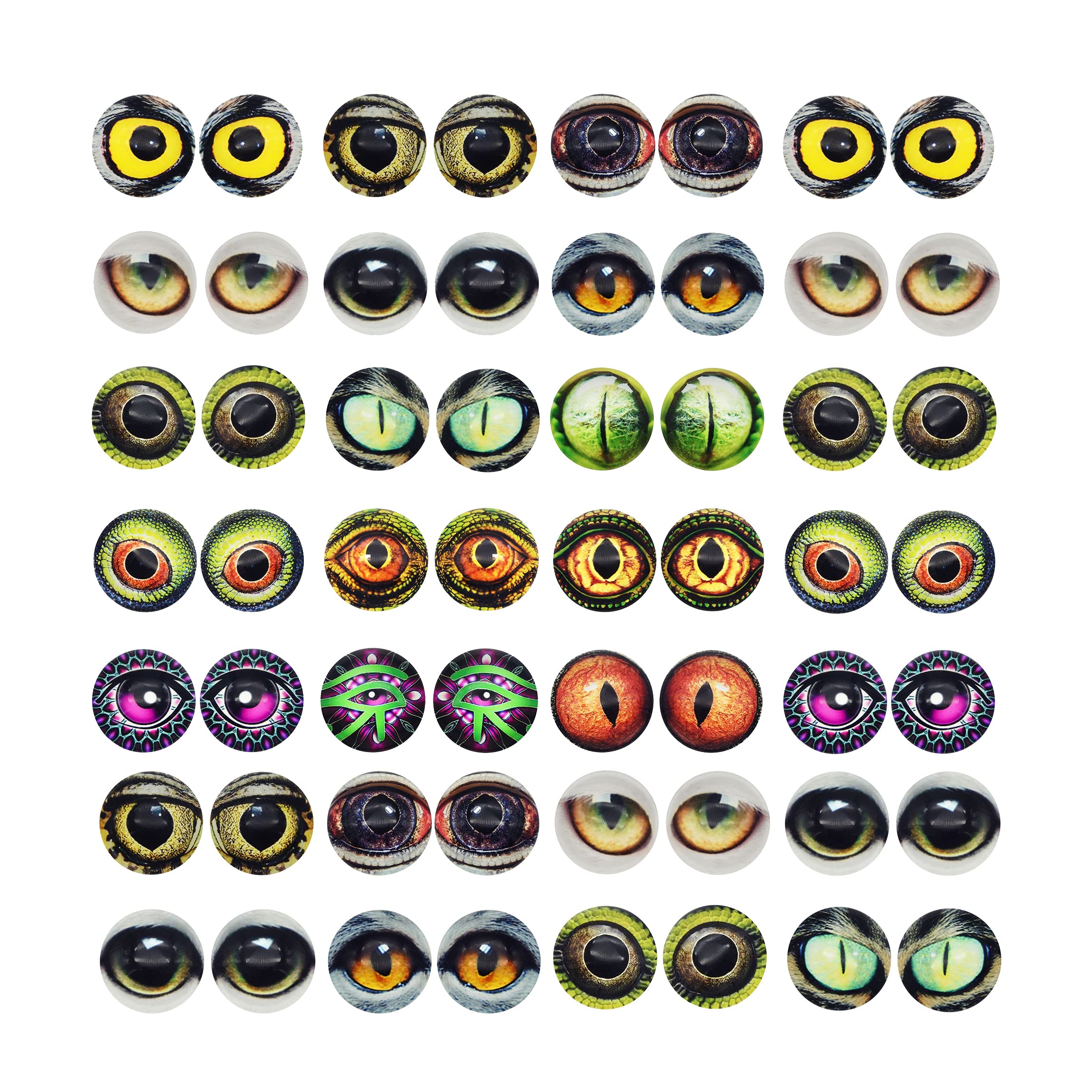 Photo 1 of 100 Pieces 10MM Owl Snake Lizard Animal Eyes Glass Cabochon for Clay Doll Making Sculptures Props Craft DIY Findings Jewelry Making 0.39inches
