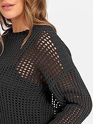 ANRABESS Womens 2 Piece Outfits Crochet Sheer Knit
