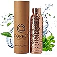 34 oz Pure Copper Water Bottle for Drinking (Hammered) - 1000 mL Large Handcrafted Ayurvedic Copper Water Bottle with Leak-Proof Design - Ideal for Gym, Yoga, Travel, Indoor & Outdoor Activities