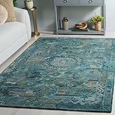 Safavieh Anatolia Collection Area Rug - 5' x 8', Aqua & Green, Handmade, Ideal for The Living Room, Bedroom, Dining Room (AN4