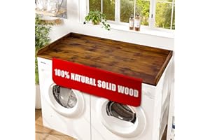 Avana (100% Natural Solid Wood Washer Dryer Countertop – Walnut Pine Laundry Countertop with Raised Edges, 54” x 27.5” Counter Top for Washer and Dryer, Laundry Room Organizer & Tabletop