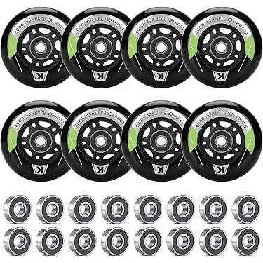 Lot de 8 roues de rechange pour patins à roulettes en ligne, 85A, 72 mm, 76 mm, 80 mm, pour intérieur/extérieur, pour remplacement, blanc, 80 mm