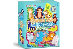 Bambibo Lacing Cards for Toddlers - Mega Pack | Double Sided with Names & Features | Animal Sewing Cards for Kids Ages 4-8 | DIY 12 Colorful Threading Cards | Lacing Cards for Kids Ages 3-5