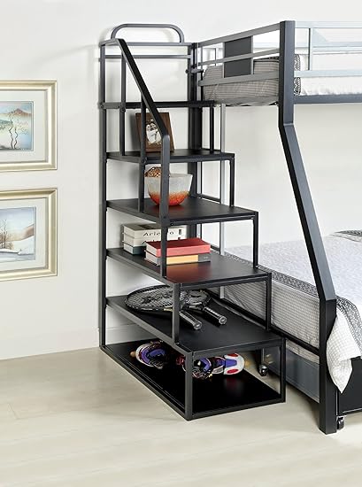 bunk bed with bookshelf