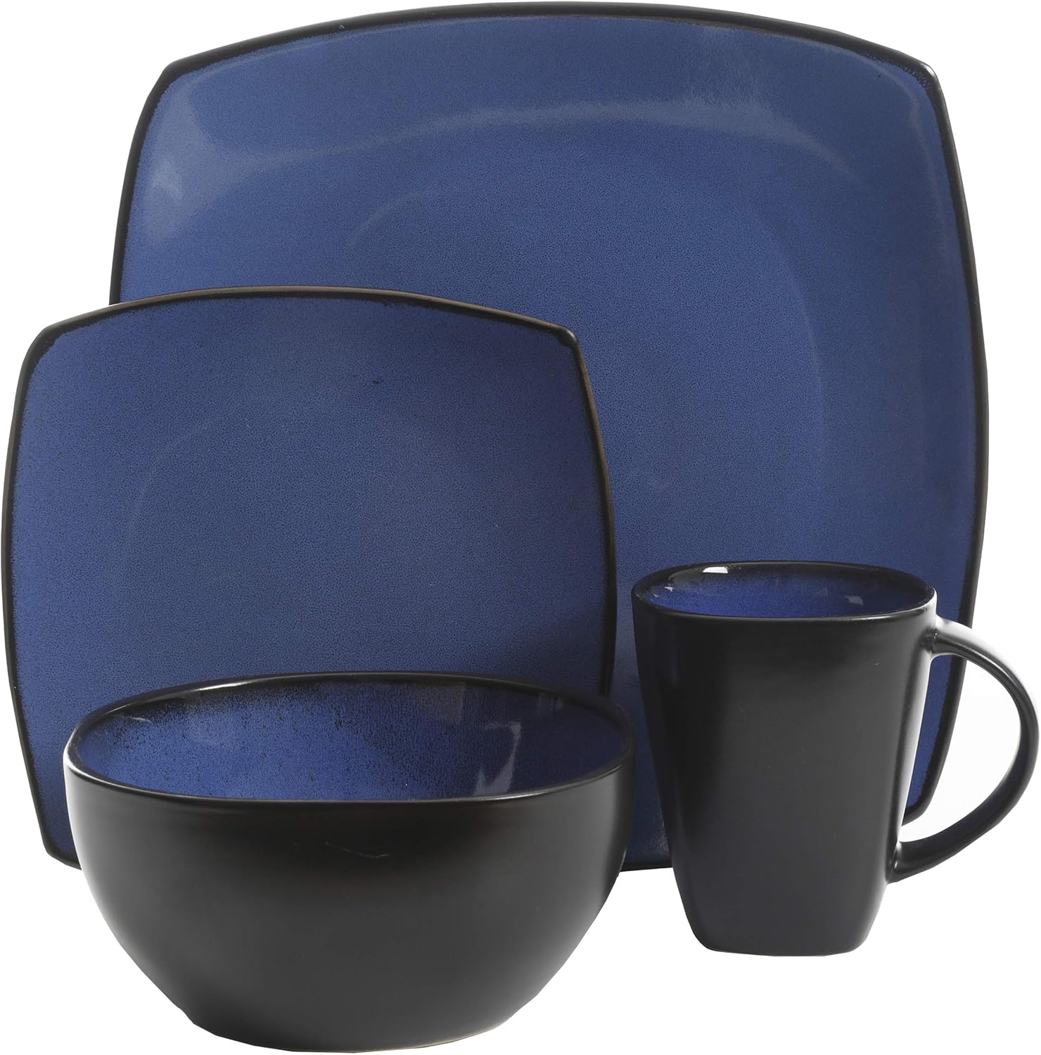  | Gibson Soho Lounge Dinnerware set, Square, Blue: Dinnerware Sets