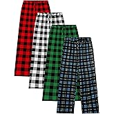 Cooraby Boys Plaid Pants with Pockets Elastic Waist Drawstring - Christmas Plaid Pants for Boys & Girls
