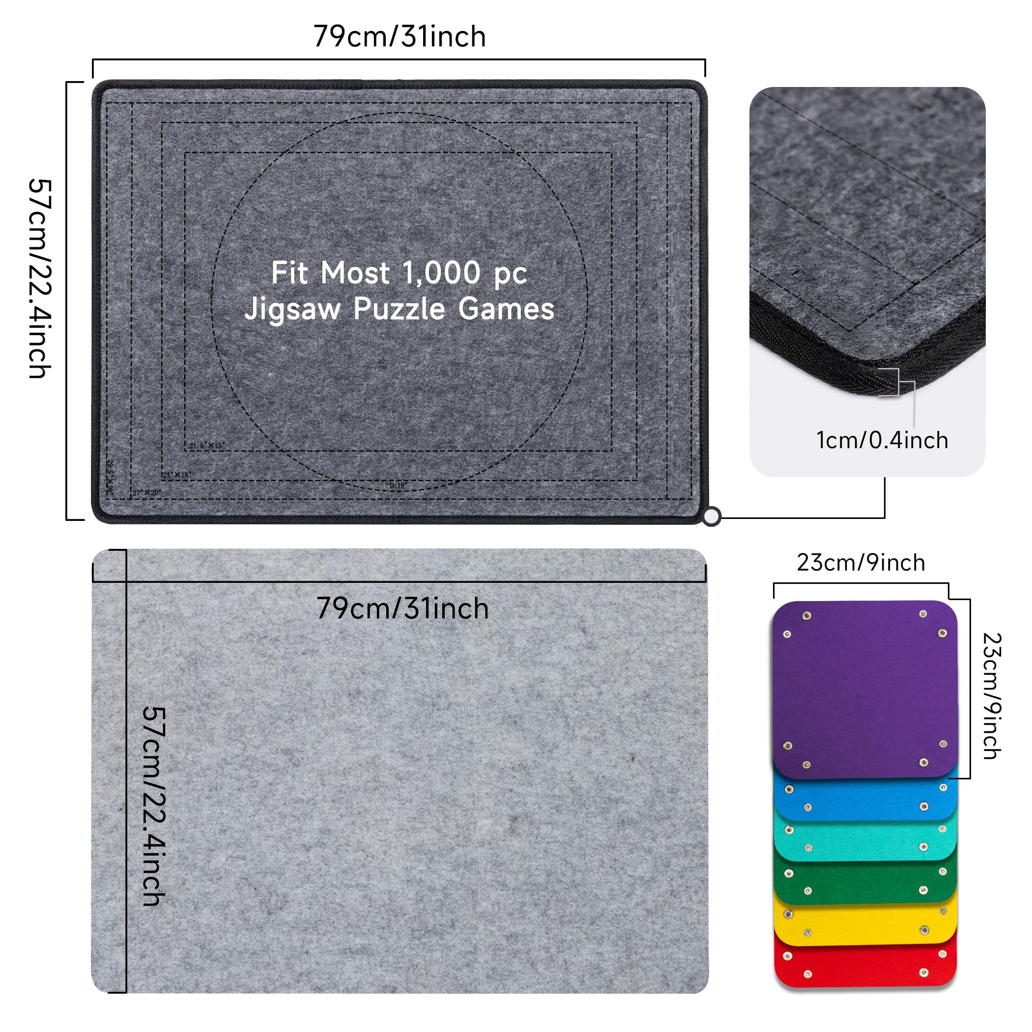 Becko US Jigsaw Puzzle Board with 6 Sorting Trays & Felt Cover, Foldable Puzzle Mat with Auxiliary Lines for Puzzle Storage Saver, Lightweight & Portable, for 1000 Piece Jigsaws Puzzles