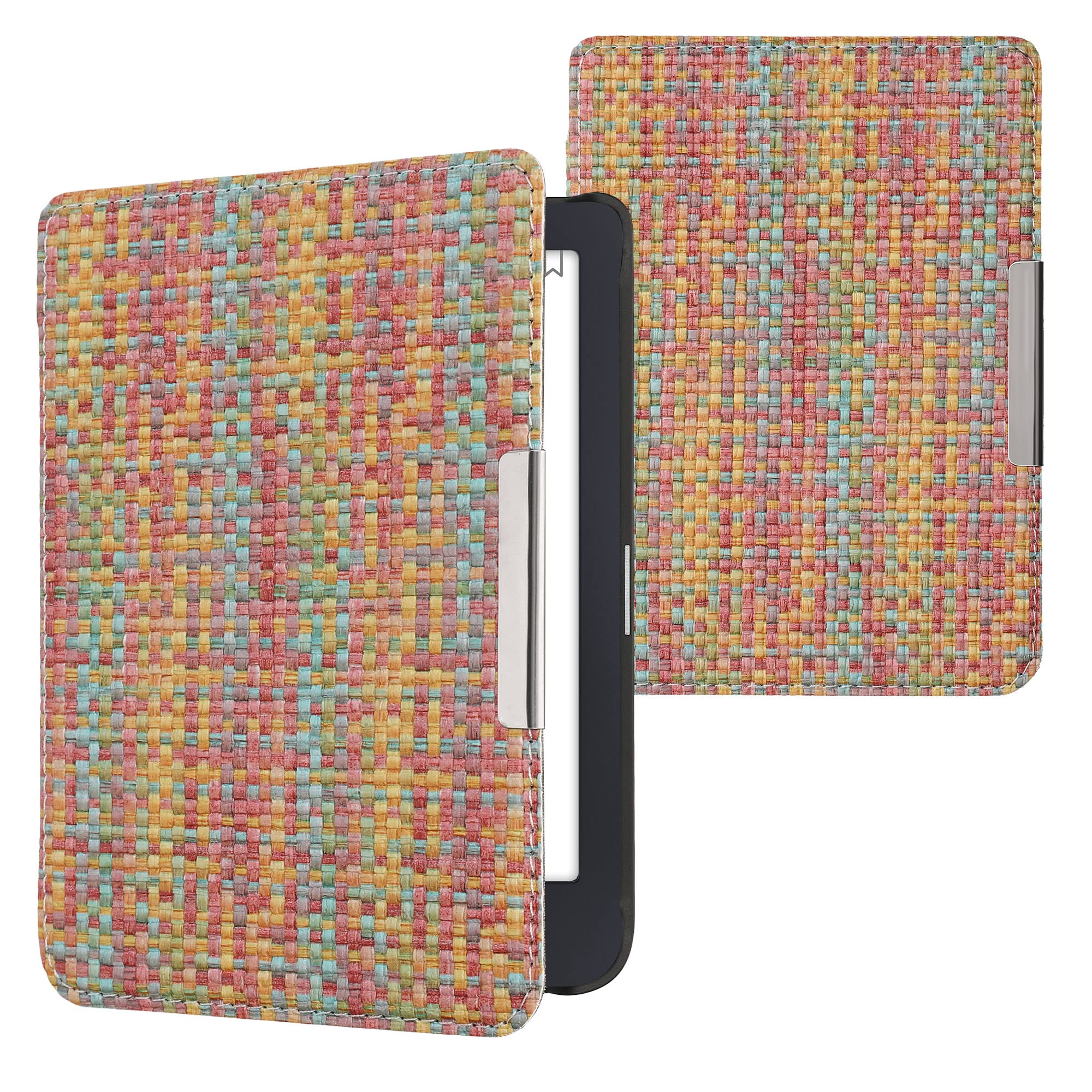 kwmobile Cover Compatible with Tolino Shine 3 Cover - PVC eReader Case - Colorful Yellow/Red/Green