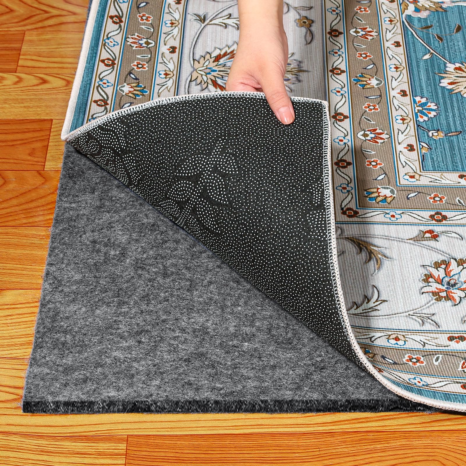 Waterproof Rug Pad 10x14 Ft, 1/4" Thick Under Area Carpet Padding, Non Slip Felt Rug Pads for Hardwood Floors, Protective Underlay Keeps Rugs in Place Without Wrinkles