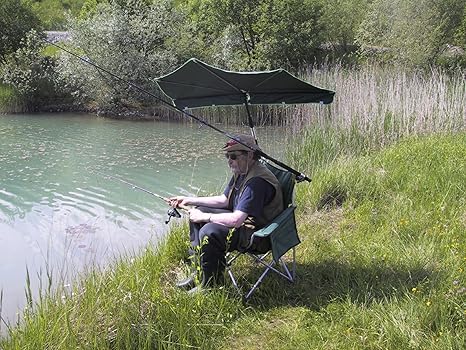 STABIELO - Hollysun ®Angler-Fächerschirm dunkelgrün 140 x 70 cm - stufenlos 360 ° schwenkbar mit Holly® 360 ° Universalgelenk