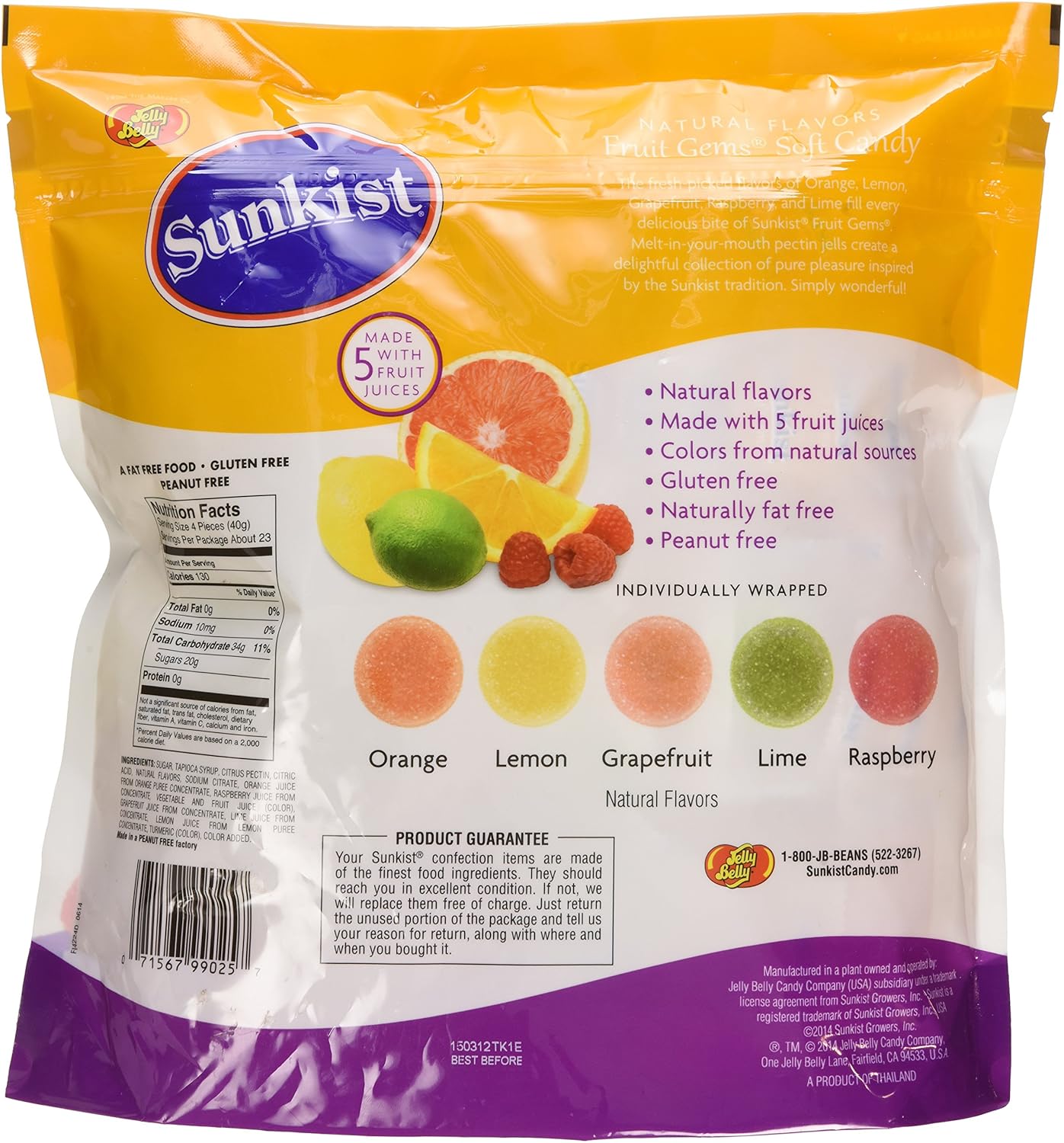 Sunkist® Individually-Wrapped Fruit Gems 32OZ (2 LB) Pouch : Gummy Candy : Grocery & Gourmet Food