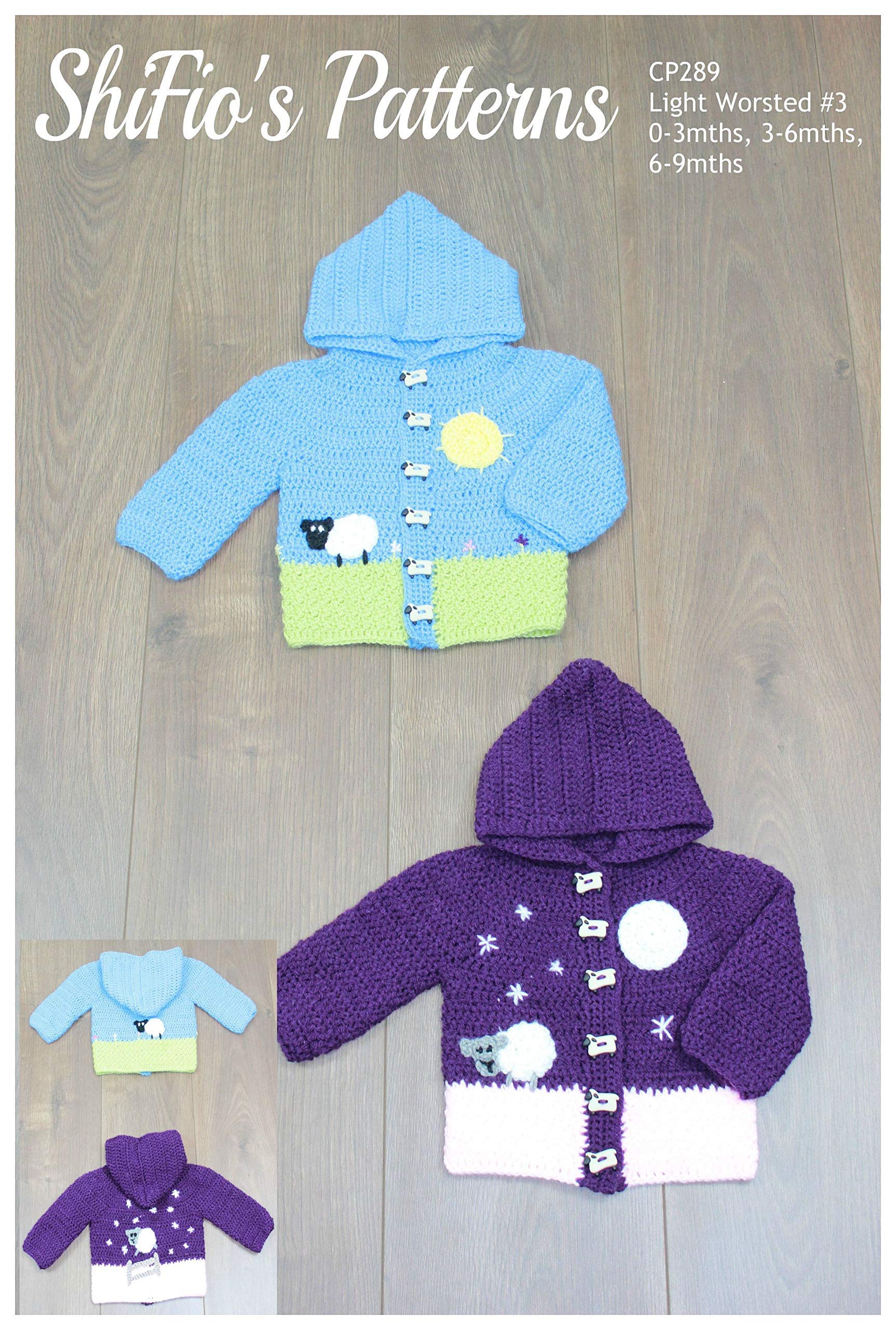 ShiFio's Patterns CROCHET PATTERN for Babies Hooded Jacket, Babies Double Knitting Crochet Pattern, booklet, craft, book, Instructions, 0-3mths, 3-6mths, 6-12mths, UK Terminology, CP289