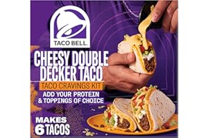 Taco Bell Cheesy Double Decker Taco Dinner Kit with 6 Soft Tortillas, 6 Crunchy Taco Shells, Velveeta Cheese Sauce & Seasoning, 14 oz Box