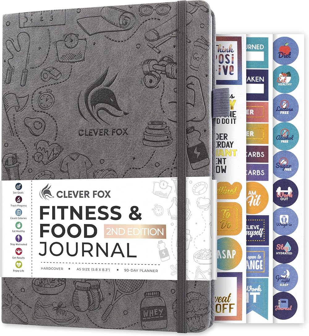 Clever Fox Fitness & Food Journal – Nutrition & Workout Planner – A5 Hardcover