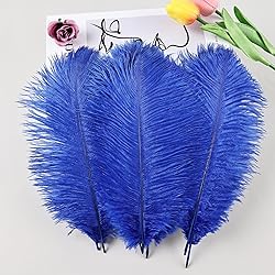 THARAHT Blue Ostrich Feathers 24pcs Natural Bulk