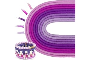MIIIM 3600 PCS 10 Strands Clay Beads Polymer Clay Beads for Jewelry Making, Vinyl Heishi Beads 6mm for Surfer Bracelets Necklace Making (Purple)