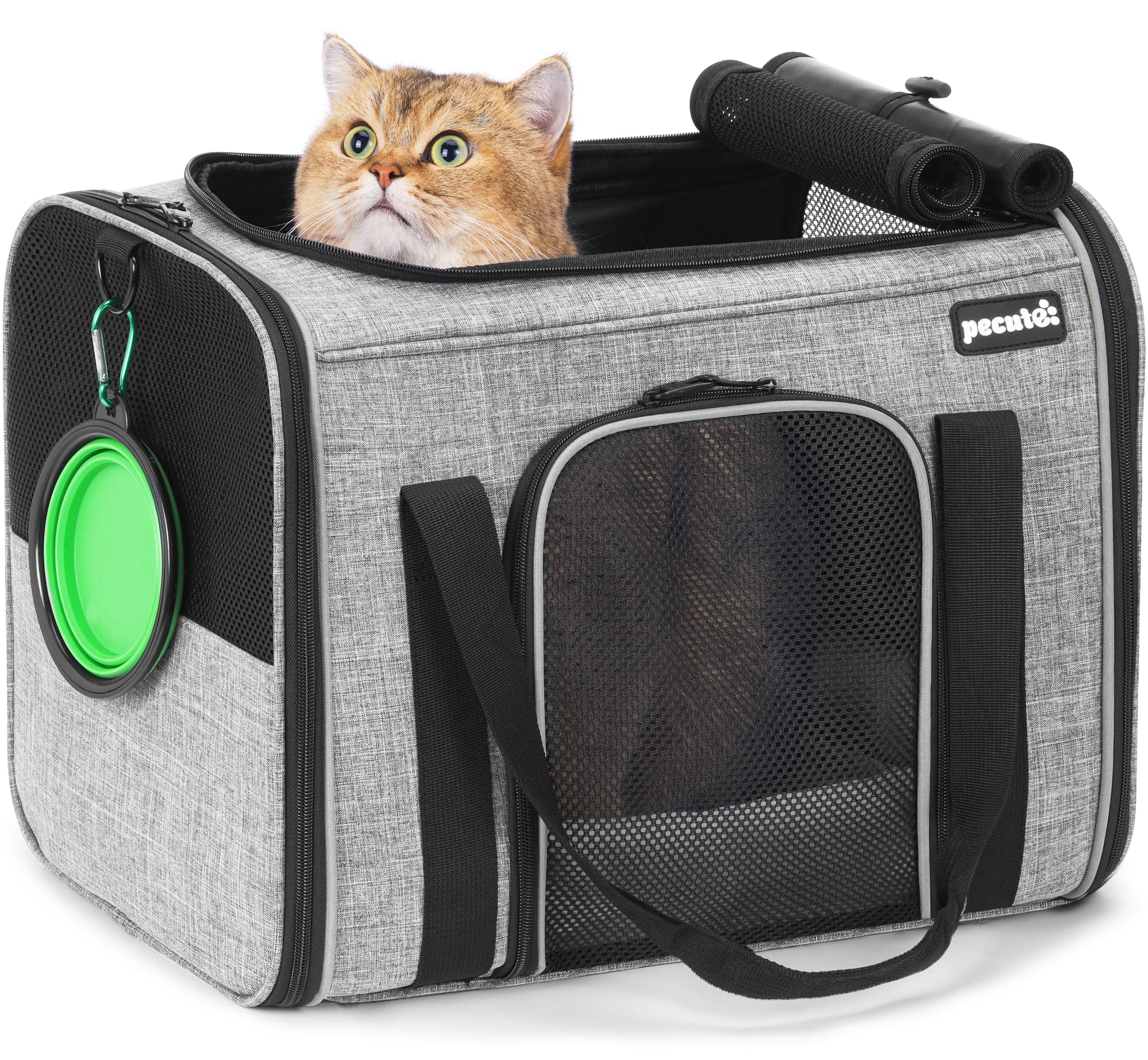 pecute® Cat Carrier Large with Removable Pet Nest up to 8kg, Foldable Cat Carrier Bag, Portable Dog Travel Bag, Breathable Mesh Fabric, Suitable for Car Travel, Bus, Subway,Picnic, Hiking