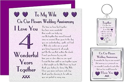 My Wife 4eme Anniversaire De Mariage Ensemble Cadeau Carte