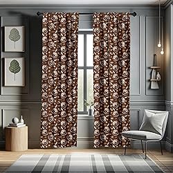 Lunarable Coffee Window Curtains, Silhouette of