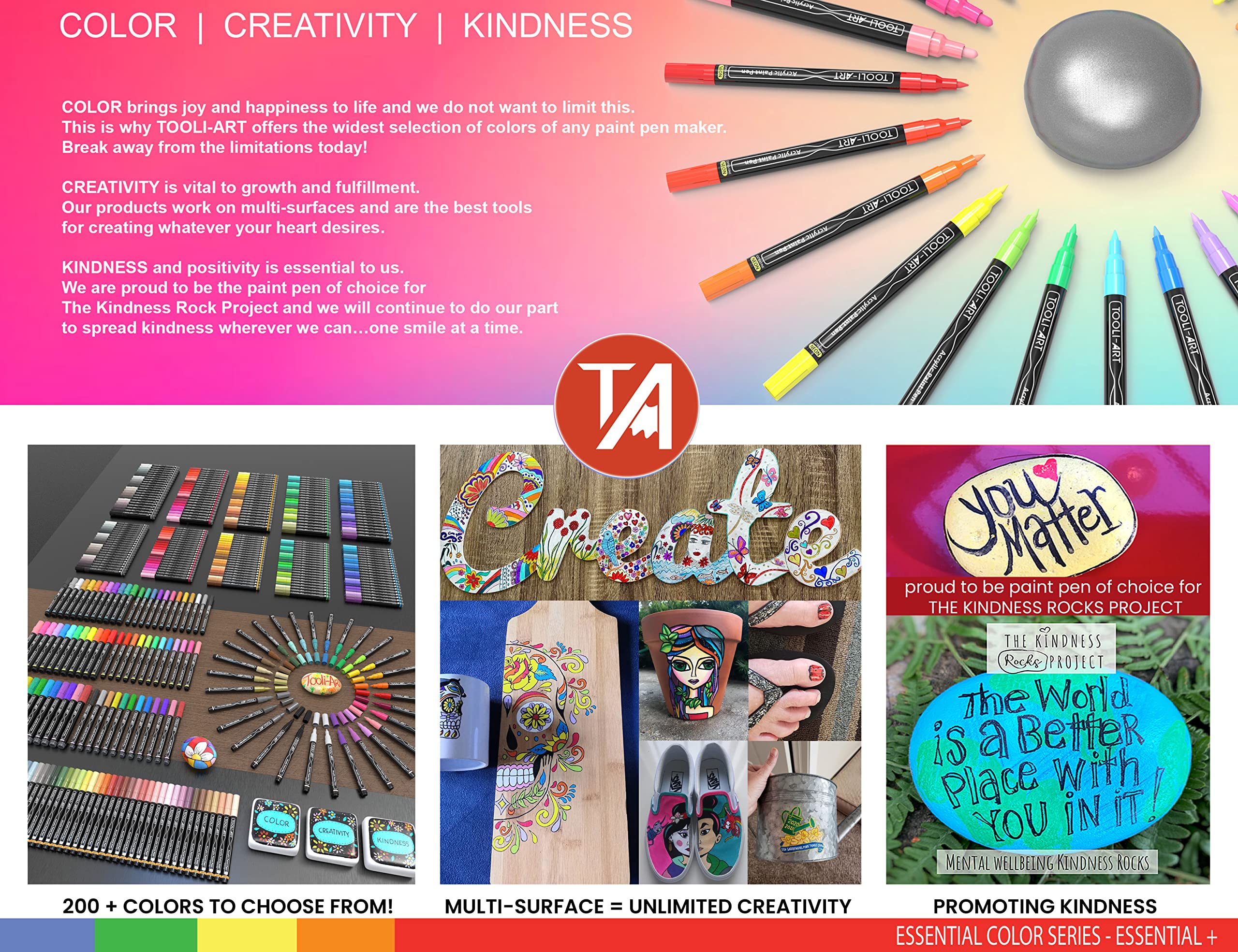 Acrylic Markers, Paint Pens Assorted Vibrant Markers for Rock Painting, Canvas, Glass, Mugs, Wood, Ceramic, Fabric, Metal, Scrapbooking. Non Toxic, Quick Dry, Multi-Surface, Lightfast (MEDIUM)