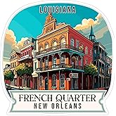 French Quarter, New Orleans Louisiana Sticker 4 Inch Travel Souvenir City - Waterproof Vinyl Decal for Laptop Water Bottle Car Tumbler - Durable Aesthetic Long-Lasting Stickers for Adults ID44990