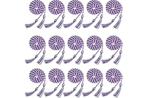 Rcanedny 15 Pieces Graduation Honor Cord Braided Honor Cords with Tassels for Graduation Students (White and Purple)