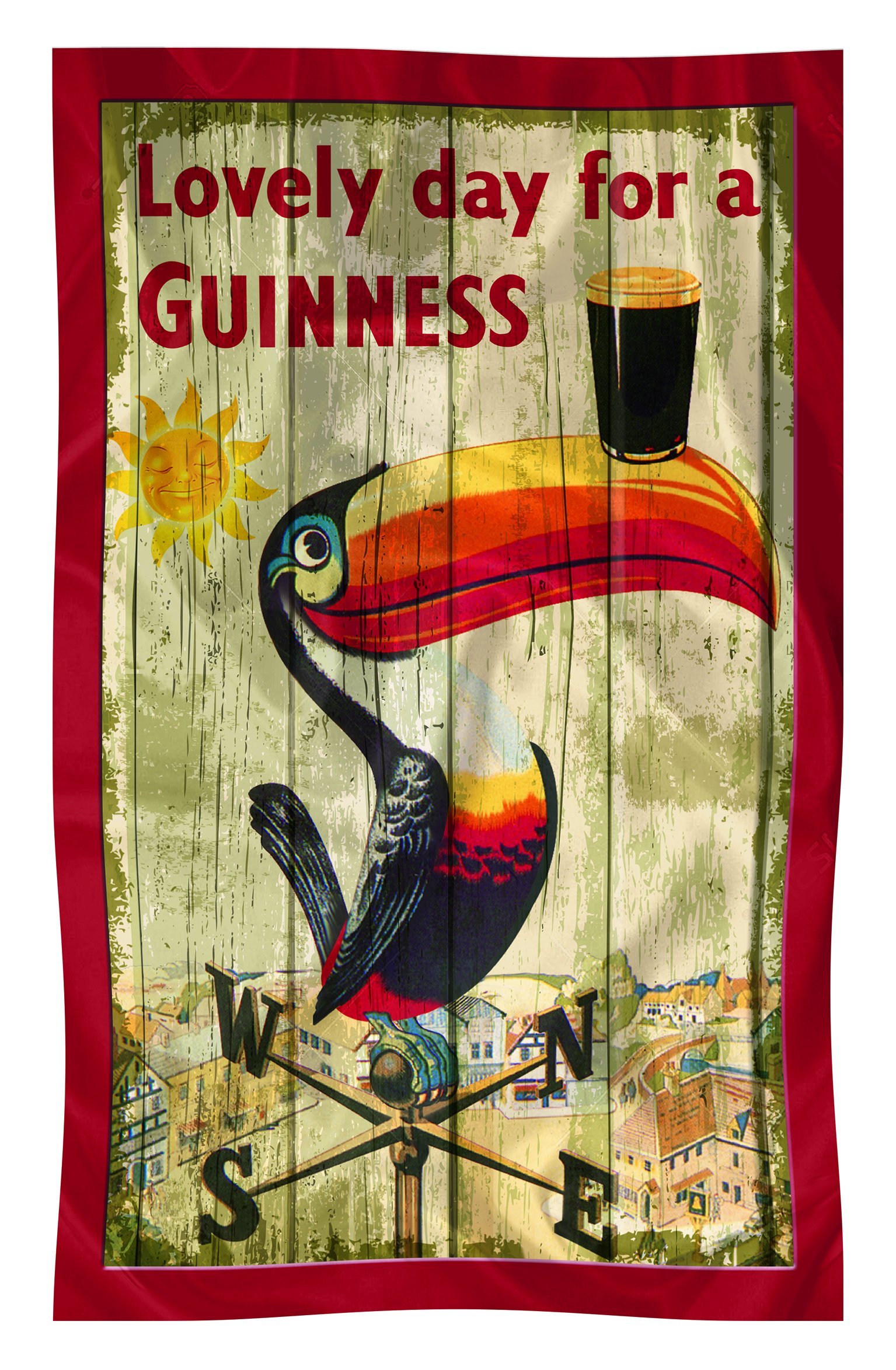 Nostalgic Guinness Cotton T-Towel With Toucan On Weathervane Design