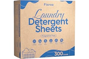 Fragrance Free Laundry Detergent Sheets Travel Eco-friendly 300 Loads Fisroa Clothes Washing Detergent Sheets Plastic-Free Washer Strips, Unscented Liquidless Laundry Strips Tablet