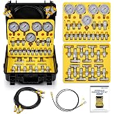 Mxmoonfree Hydraulic Pressure Test Kit (Pro Kit) | 5 Gauges, 16 Couplings (NPT 3/8'', 1/2'', 3/4''), 14 Tee Connectors for Excavators, Loaders, Tractors, Construction &amp; Mining