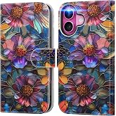 DEENAKIN for iPhone 17 Wallet Case, Card Slots Holder + Cash Clip | RFID-Blocking, Military-Grade Drop Protection & UV-Printed Artwork, Magnetic Closure with Leather Kickstand