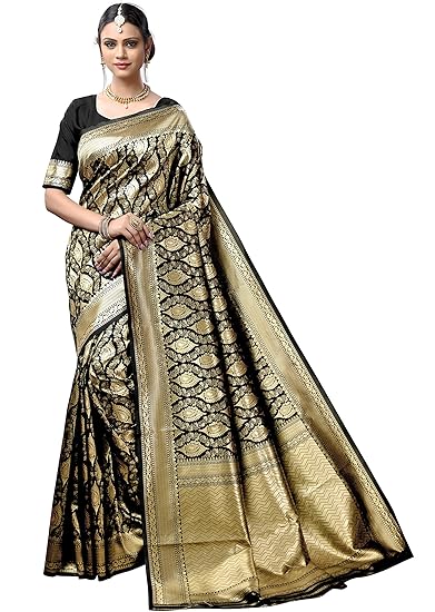 Womens Dharmavaram Saree (Black)