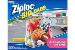 Ziploc Big Bags Clothes and Blanket Storage Bags for Closet Organization, Protects from Moisture, XL, 4 Count