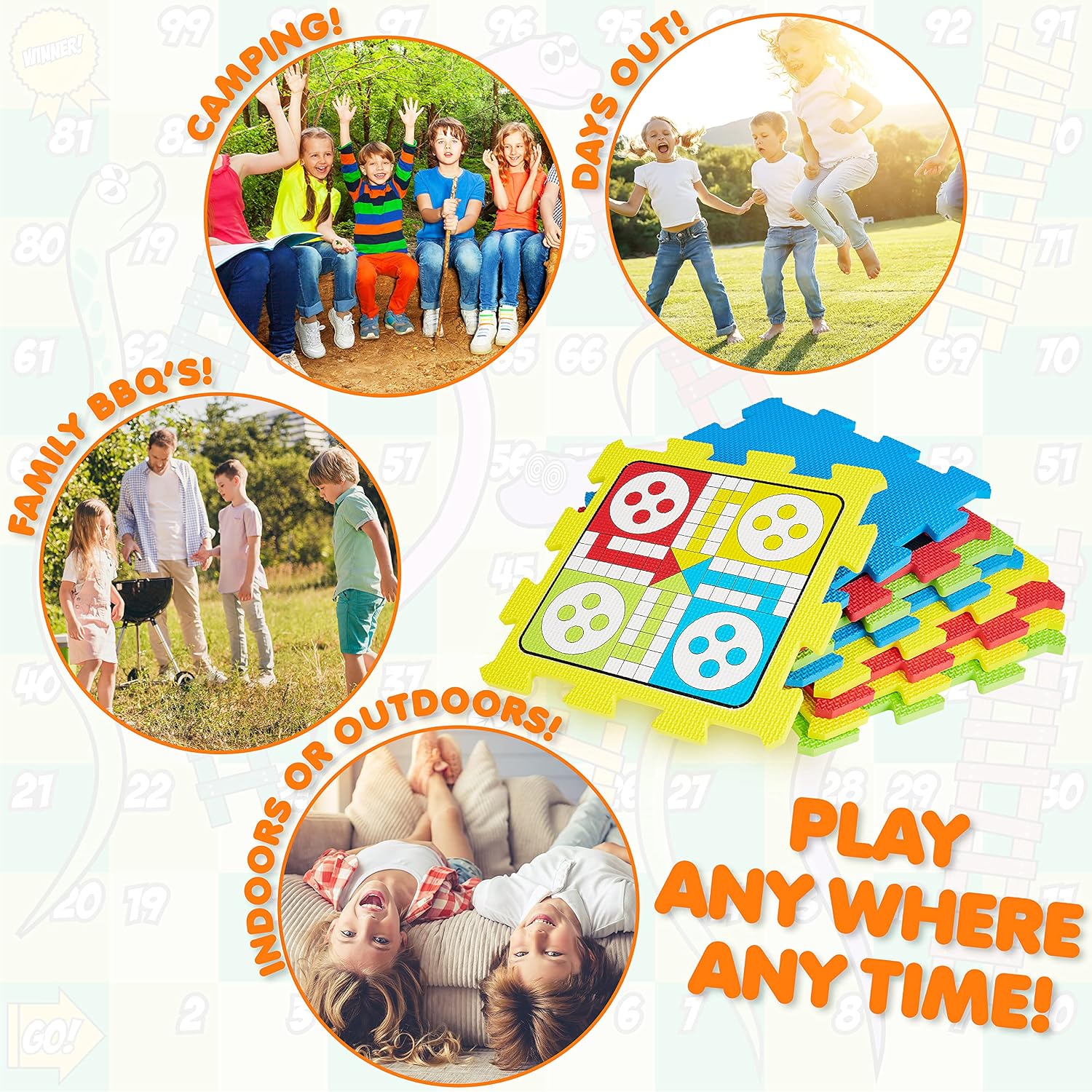 Fun Game Using Mat KreativeKraft Foam Mat Games, Family Board Games Outdoor Play Mat, 4 ...