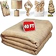 koretech 40“ x 40 Feet Burlap Roll Multipurpose Burlap Tree Wrap High Density Jute Fiber, Burlap Fabric for Gardening, Weed Barrier, Craft Projects and Party Decor