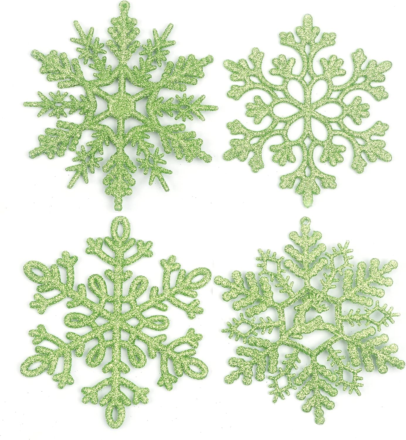 Ornaments - YYCRAFT 32pcs Glitter Snowflake Ornament 4 Inch for Christmas Tree Decoration-Lime Green
