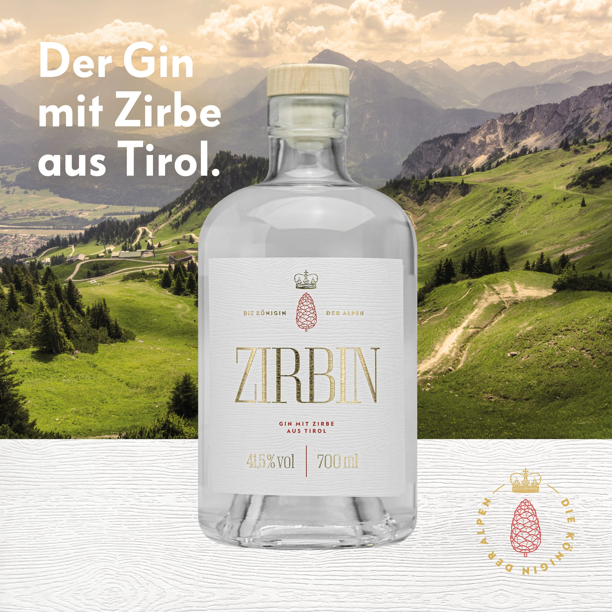 ZIRBIN Dry Gin mit Zirbe – Premium Craft Gin aus Tirol, Österreich – Wacholder & Alpine Botanicals – 41,5% Vol – 700 ml – Ideal für Gin Tonic & Cocktails 6