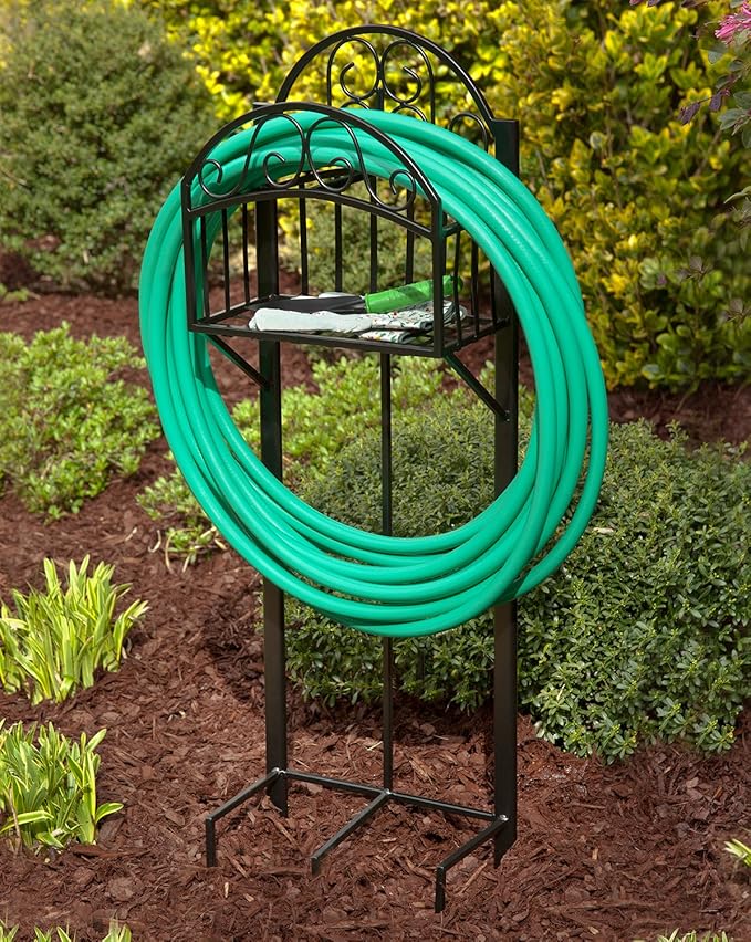 Liberty Garden 119 Decorative Garden Hose Stand With Storage Shelf