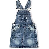 KIDSCOOL SPACE Baby Little Girls Skirt,Ripped Soft Strechy Denim Girls Summer Overalls Dress