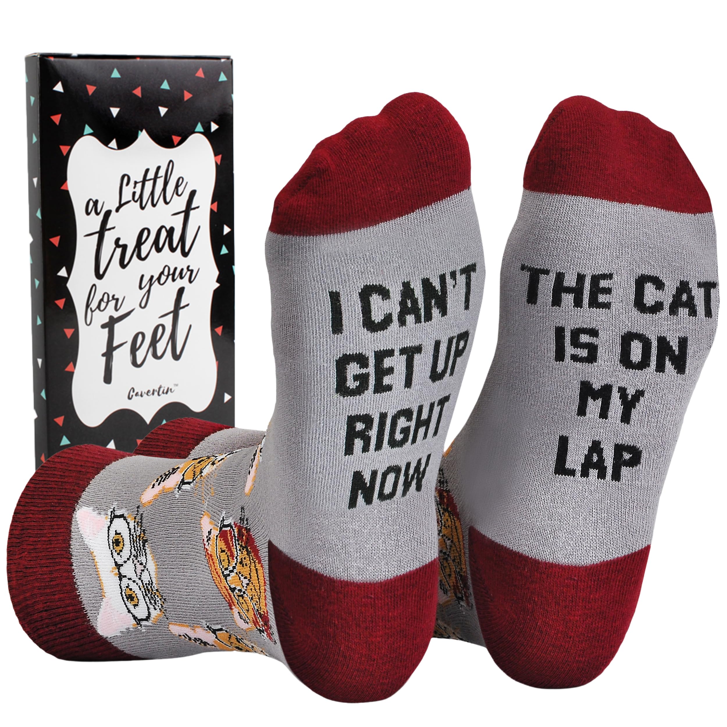 Cavertin Women's Cat Mom Dog Mom Book Novelty Socks with Gift Box (Cat)