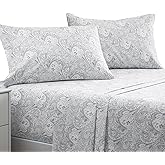 Mellanni Full Sheets Set - 4 PC Iconic Collection Bedding - Hotel Luxury, Extra Soft, Cooling Bed Sheets - Wrinkle, Fade, Stain Resistant (Full, Paisley Gray)