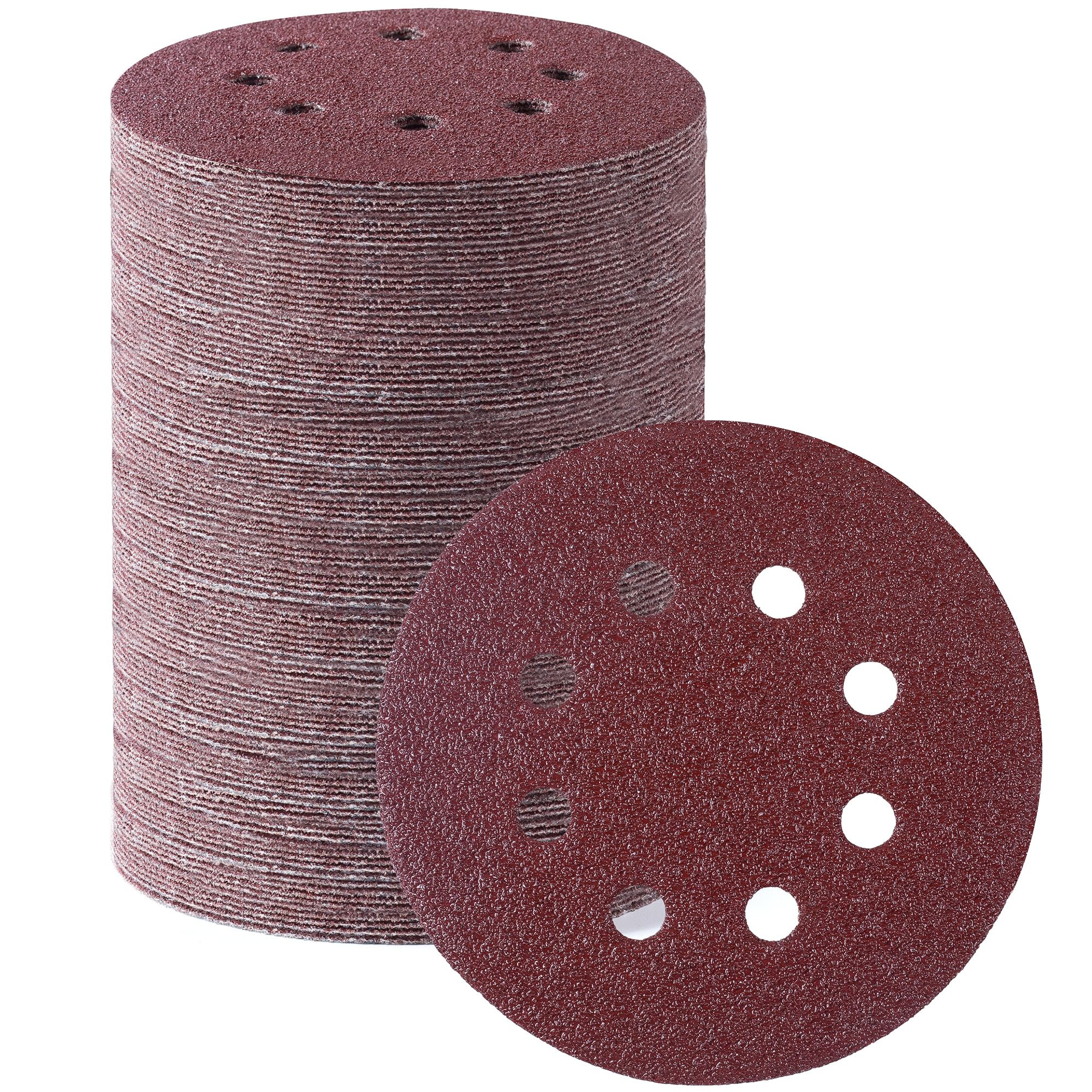 MIDO Professioanl Abrasive 125 mm Sanding Discs 110 PCS Sandpaper 5 Inch 8 Hole Sanding Pads 40 Grit Sanding Disc Hook and Loop Round Orbital Sander Pads for Sanding — image 1