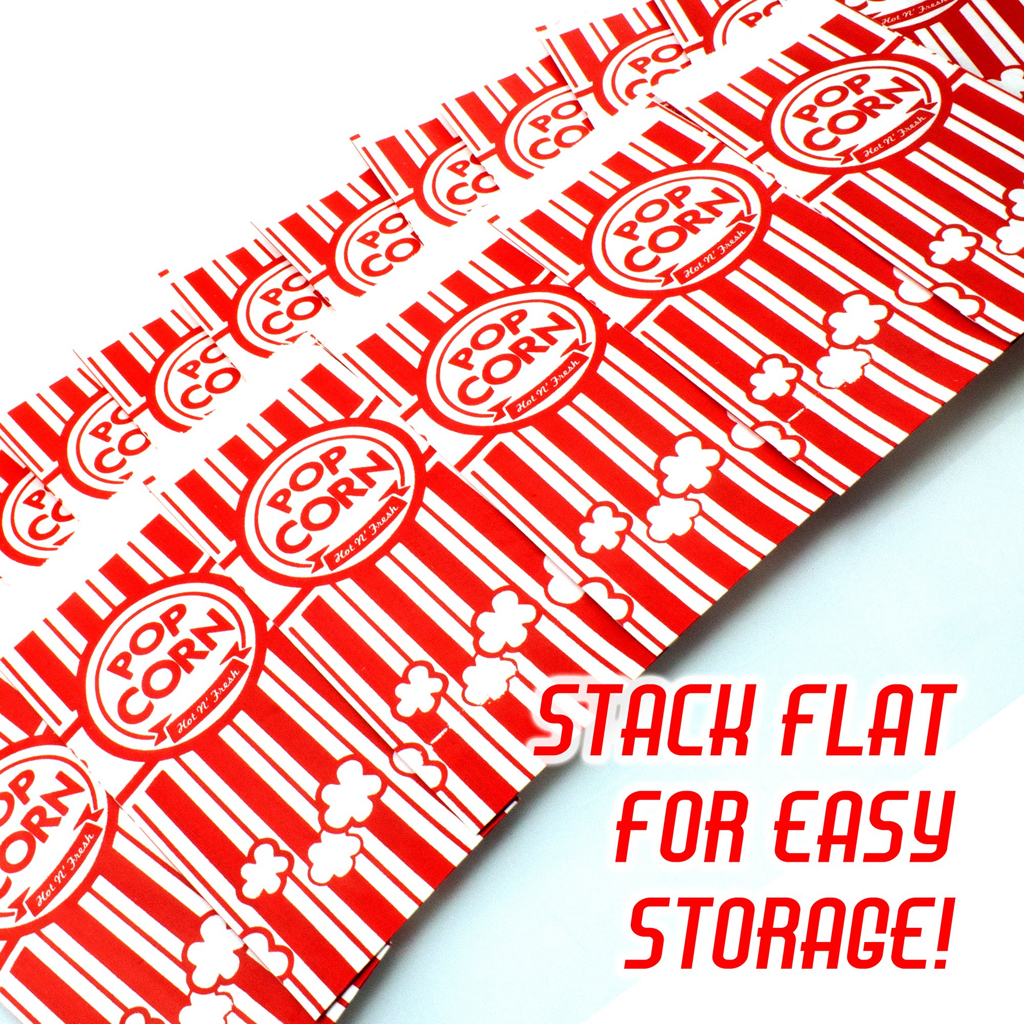 Popcorn Bags Coated for Leak/Tear Resistance. Single Serving 1oz Paper Sleeves in Nostalgic Red/White Design. Great Movie Theme Party Supplies or for Old Fashioned Carnivals & Fundraisers! (200)