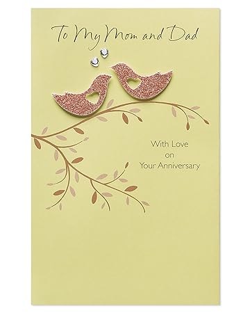 American Greetings Birds Anniversary Card For Parents With Rhinestone Amazon In Office Products