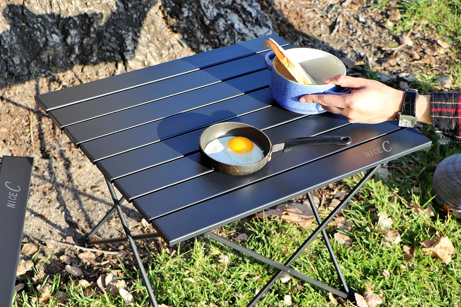 NiceC Folding Table, Portable Camping Table, Aluminum Collapsible Table top, Ultralight Compact with Carry Bag for Outdoor, Beach, BBQ, Picnic, Cooking, Festival, Indoor, Office (Small): Kitchen & Dining