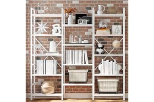 IRONCK Bookcases and Bookshelves Triple Wide 5 Tiers Industrial Bookshelf, Large Etagere Bookshelf Open Display Shelves with Metal Frame for Living Room Bedroom Home Office