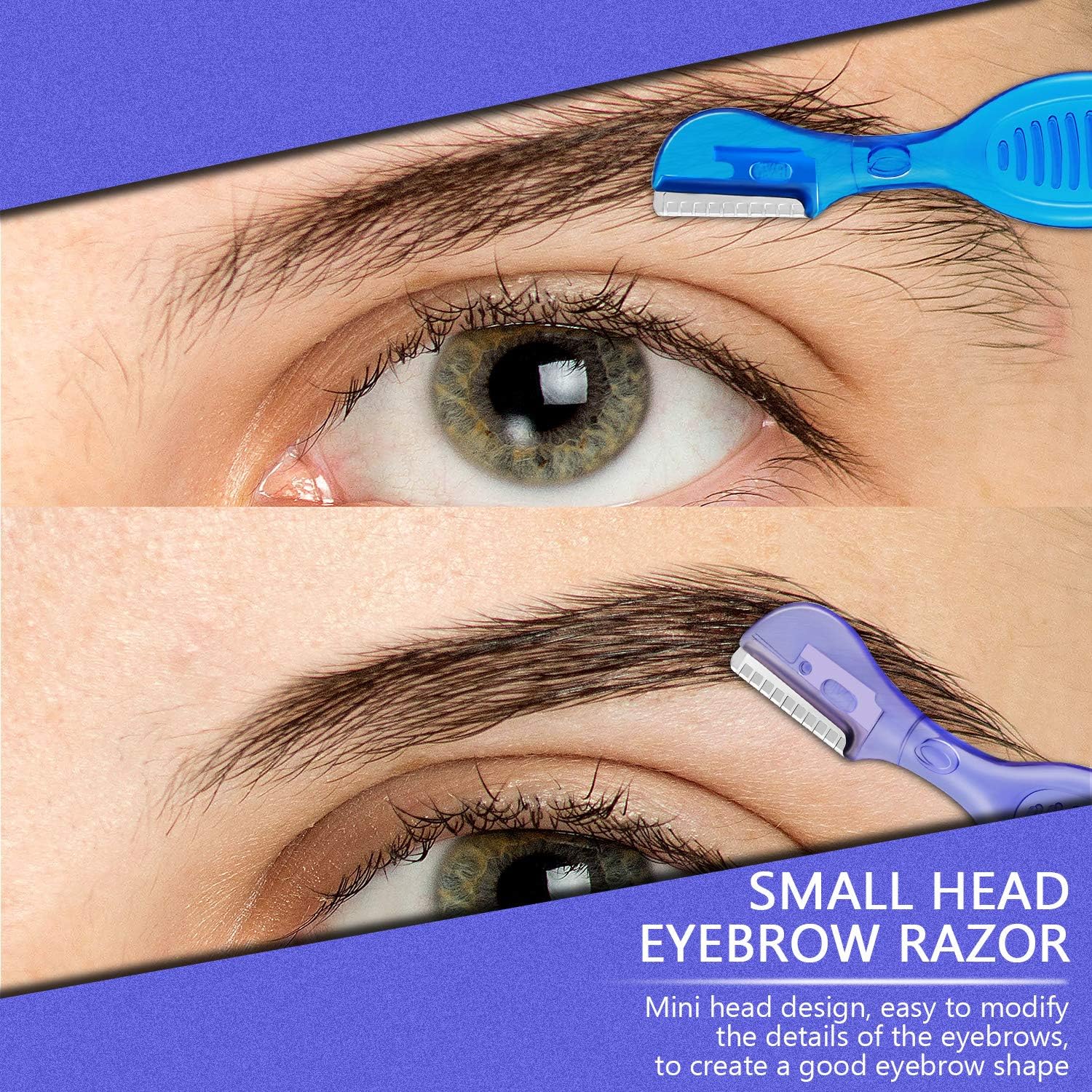 24 Pieces Eyebrow Razors Small Head Brow Facial Lip Shaver Trimmer with Protective Cover for Women Men Multipurpose Face Grooming Tools - Image 5