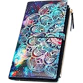 YOUBDM Slim Wallets for Women Credit Card Holder RFID Bifold Clutch Wallets Checkbook with Zipper Pocket