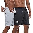 G Gradual Men's 2 Pack 7" Workout Running Shorts Quick Dry Lightweight Gym Shorts with Zip Pockets