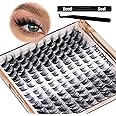 Cat Eye Lash Extensions Kit Fox Eye Lash Clusters Kit L Curl Eyelash Extensions Fluffy Eyelash Clusters Wispy Individual Lashes with Lash Bond and Seal by Mavphnee